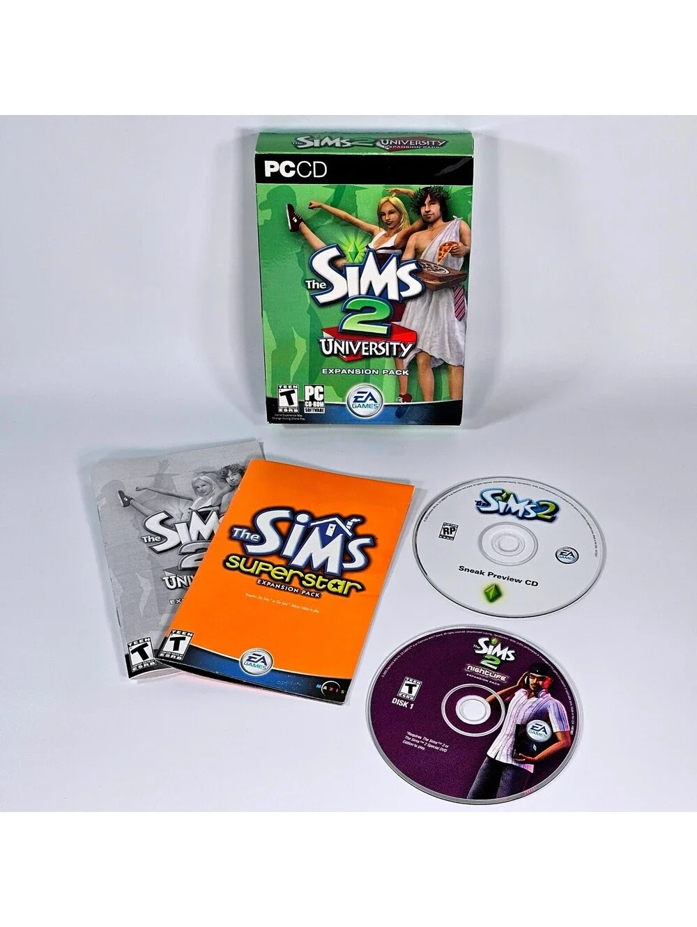 The Sims 2 University PC Big Box Expansion Pack Nightlife Disk 1 Manuals Lot